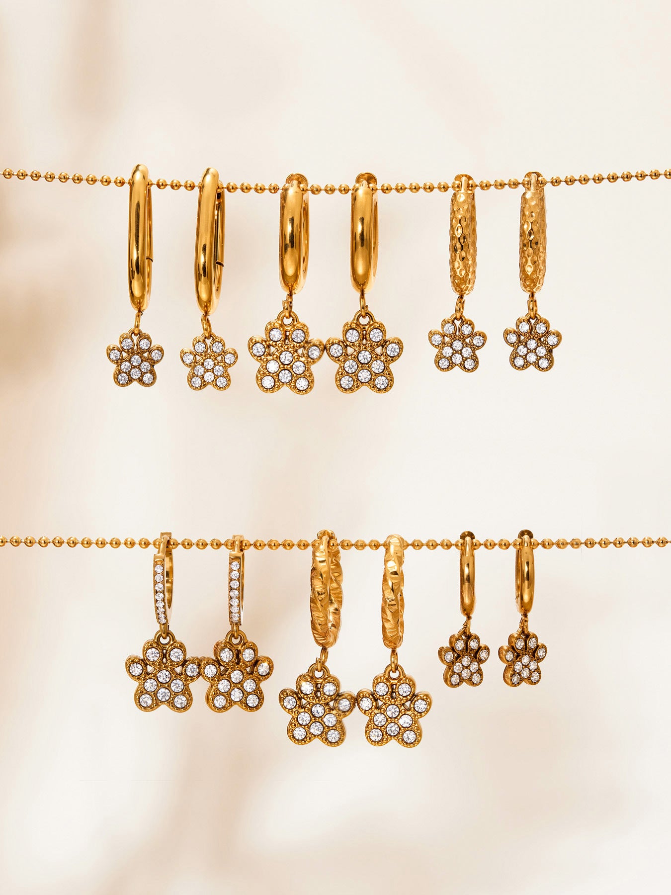 Planderful Cat Paw Earrings For Women Stainless Steel Zircon