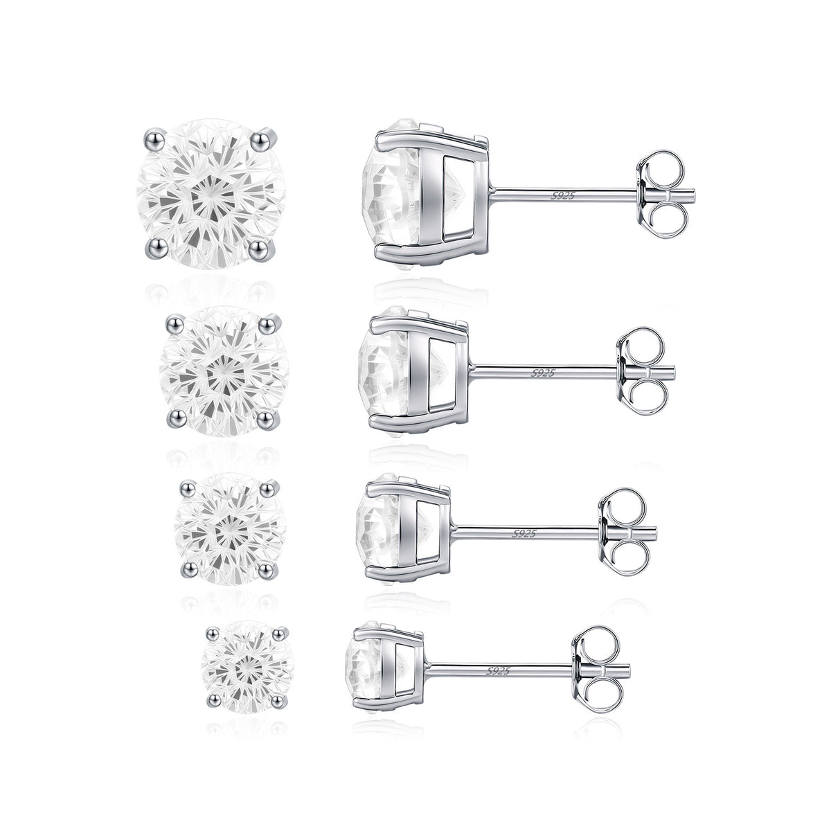 925 Sterling Silver Fireworks-Cut Stud Earrings