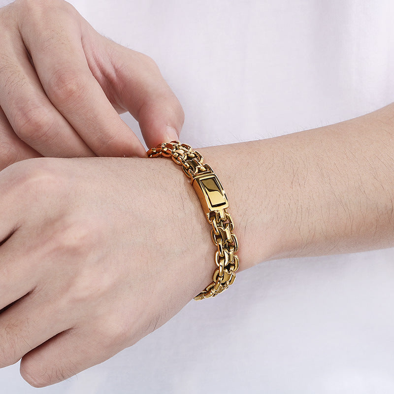 Interlocking Bracelet Necklace Hip Hop Titanium Steel Men