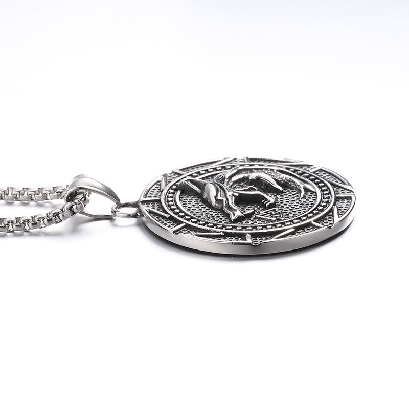 Steel Necklace – Statement Viking Wolf Head Pendant For Men Everyday Wear Planderful