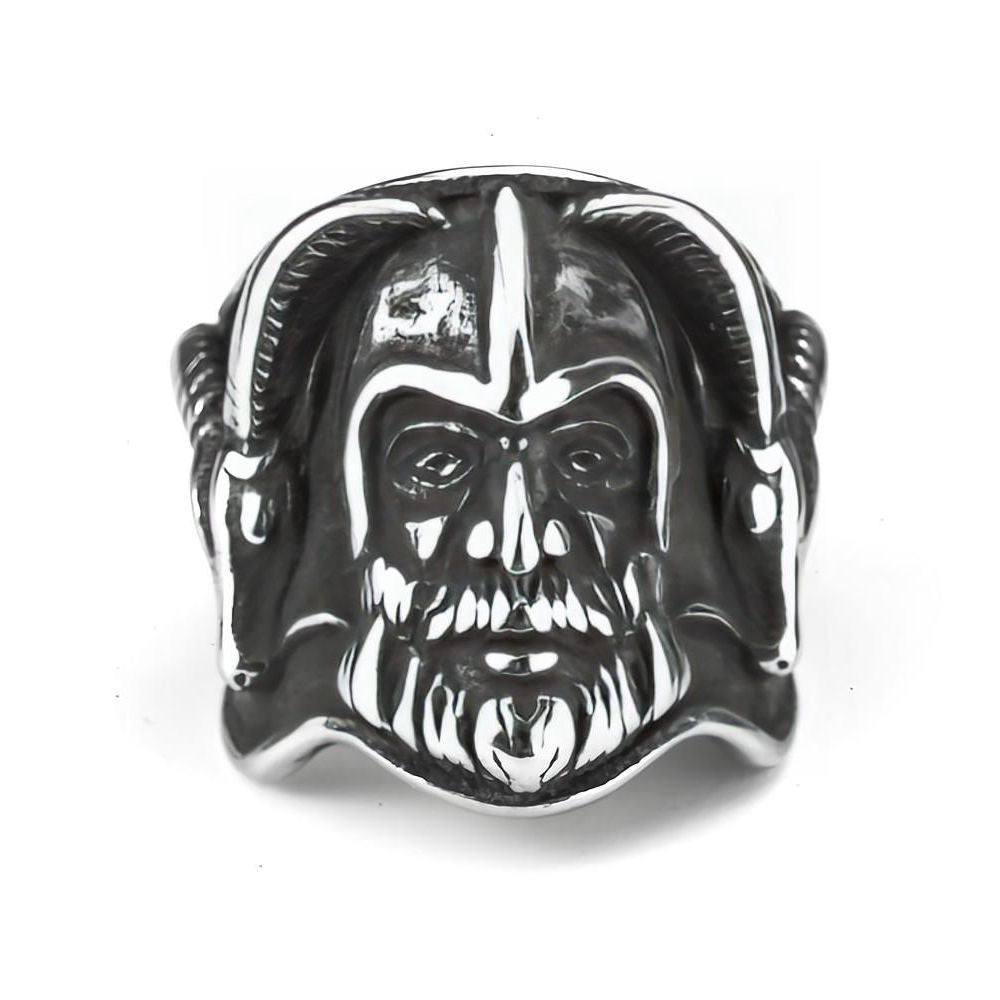 European And American Retro Jewelry Stainless Steel Men's Ring Hip Hop Viking Double Sheephead Warrior Ring