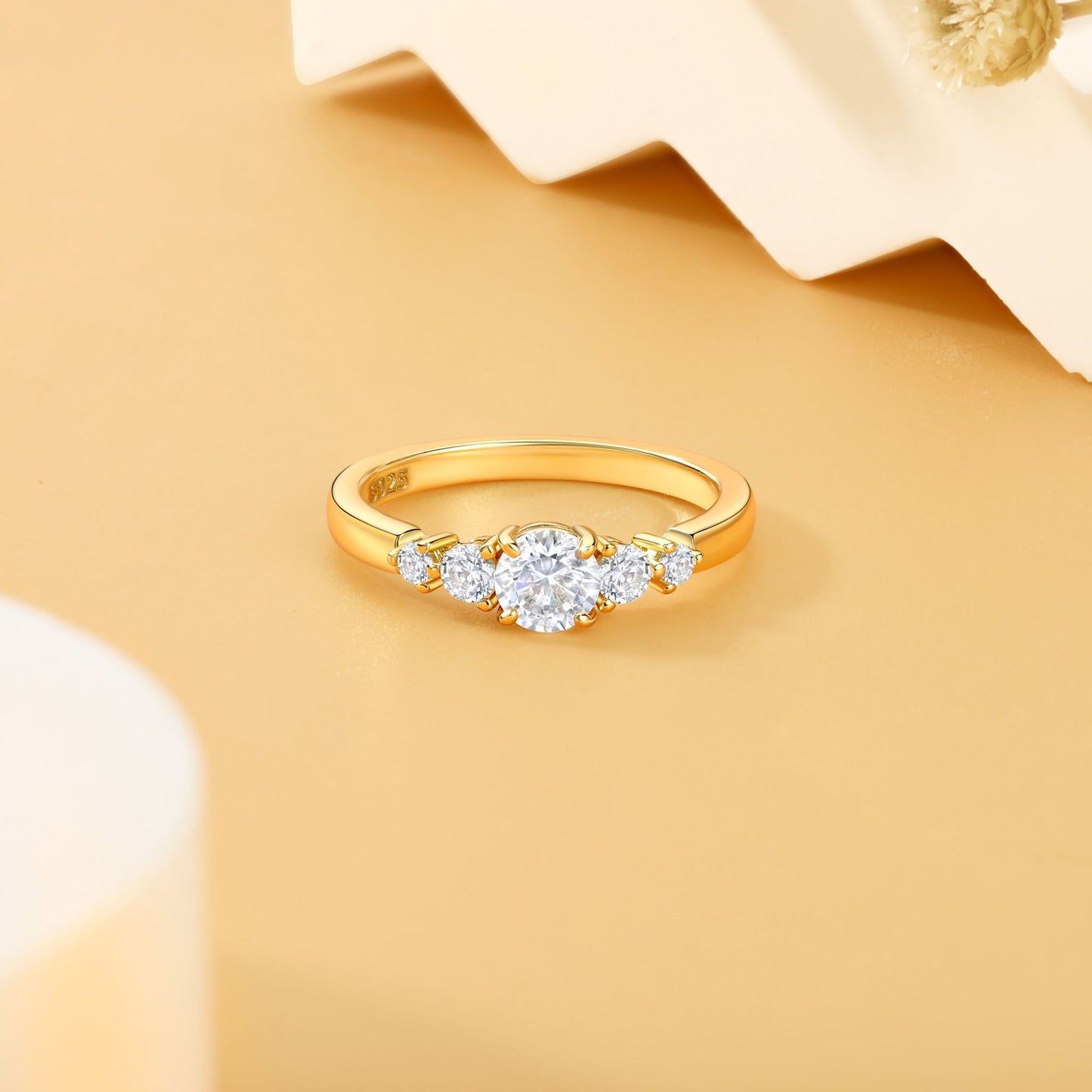 Planderful Everyday Genie Zircon Ring for Women Sterling Silver Gold Plated Luxury Wedding Band