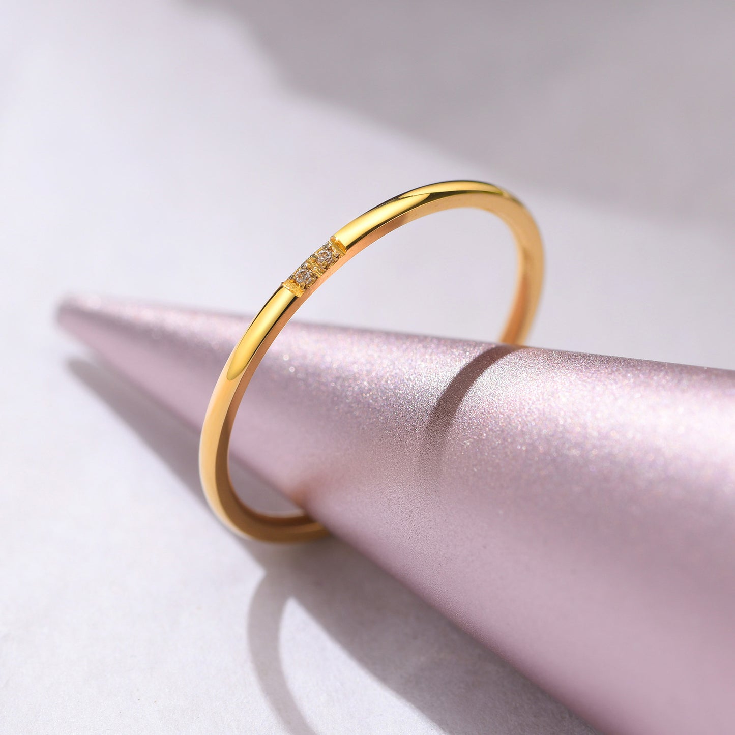 Jewelry Stainless Steel Zircon Ring Stacked Gold Ladies Jewelry