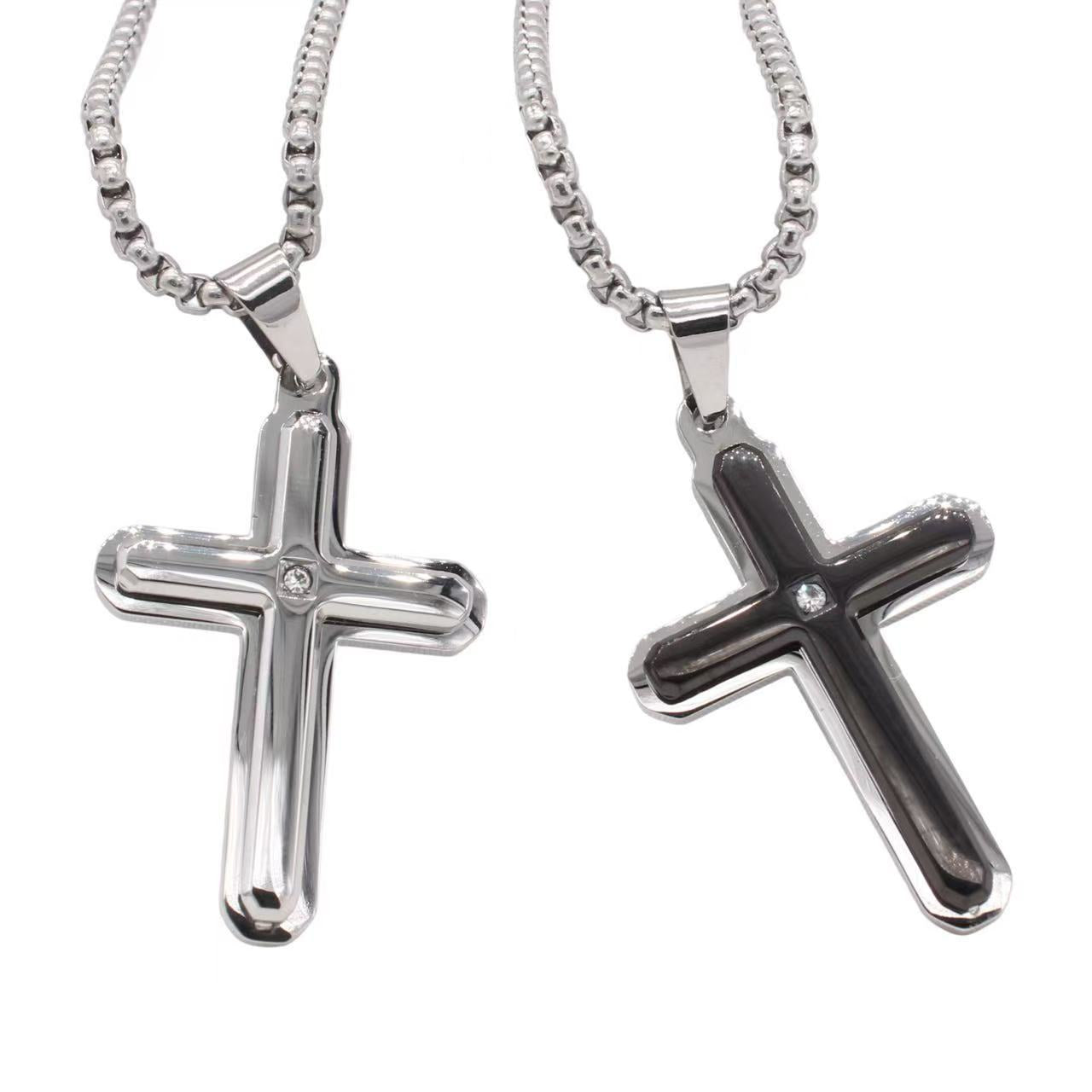 Planderful Jewelry Minimalist Cross Pendant in Steel for Men with Modern Everyday Elegance