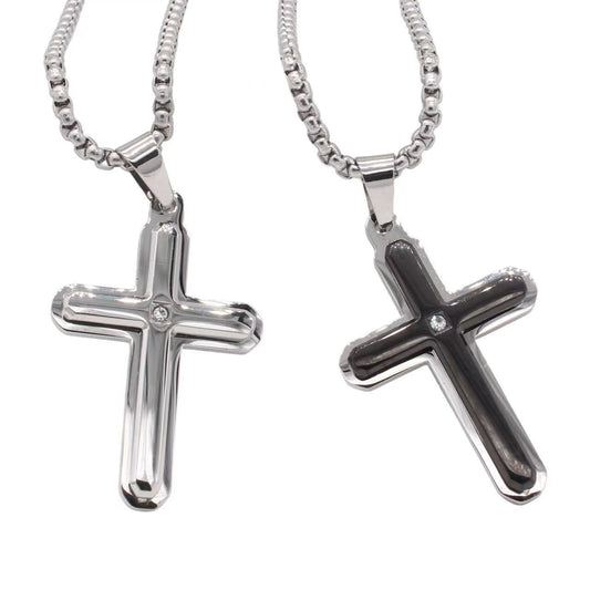 Planderful Jewelry Minimalist Cross Pendant in Steel for Men with Modern Everyday Elegance