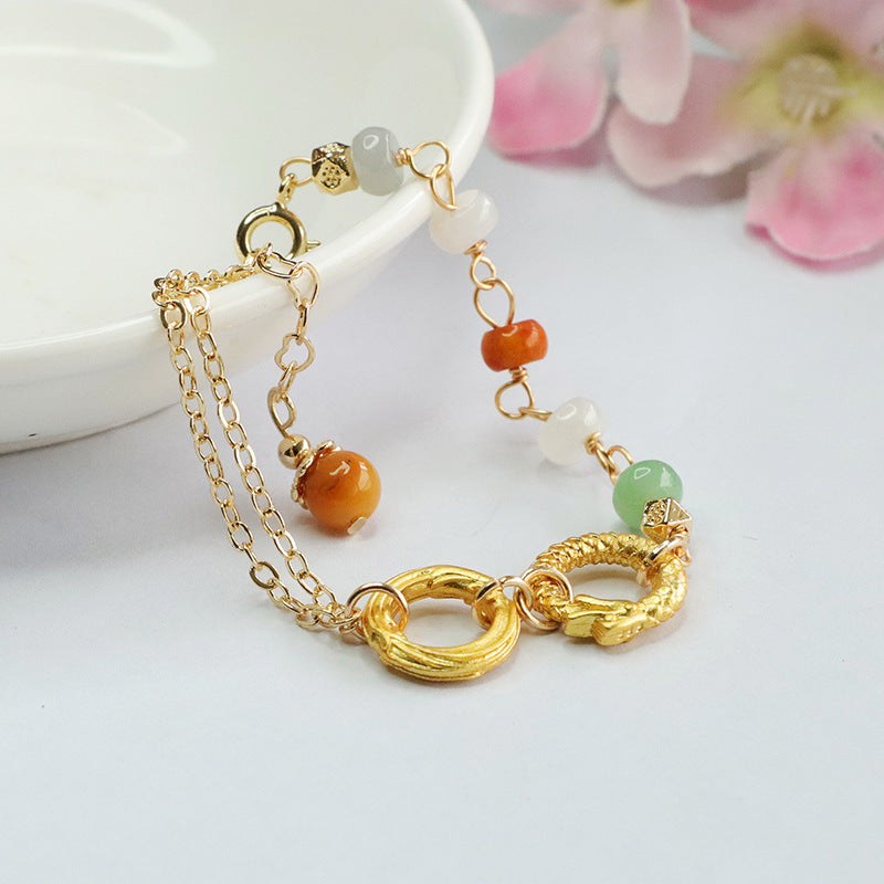 Jadeite Dragon & Phoenix Abacus Bead Bracelet