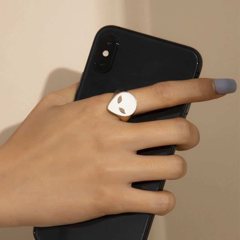 Planderful Oil Drop Ring For Women Versatile Geometric Metal Jewelry Statement Accessory