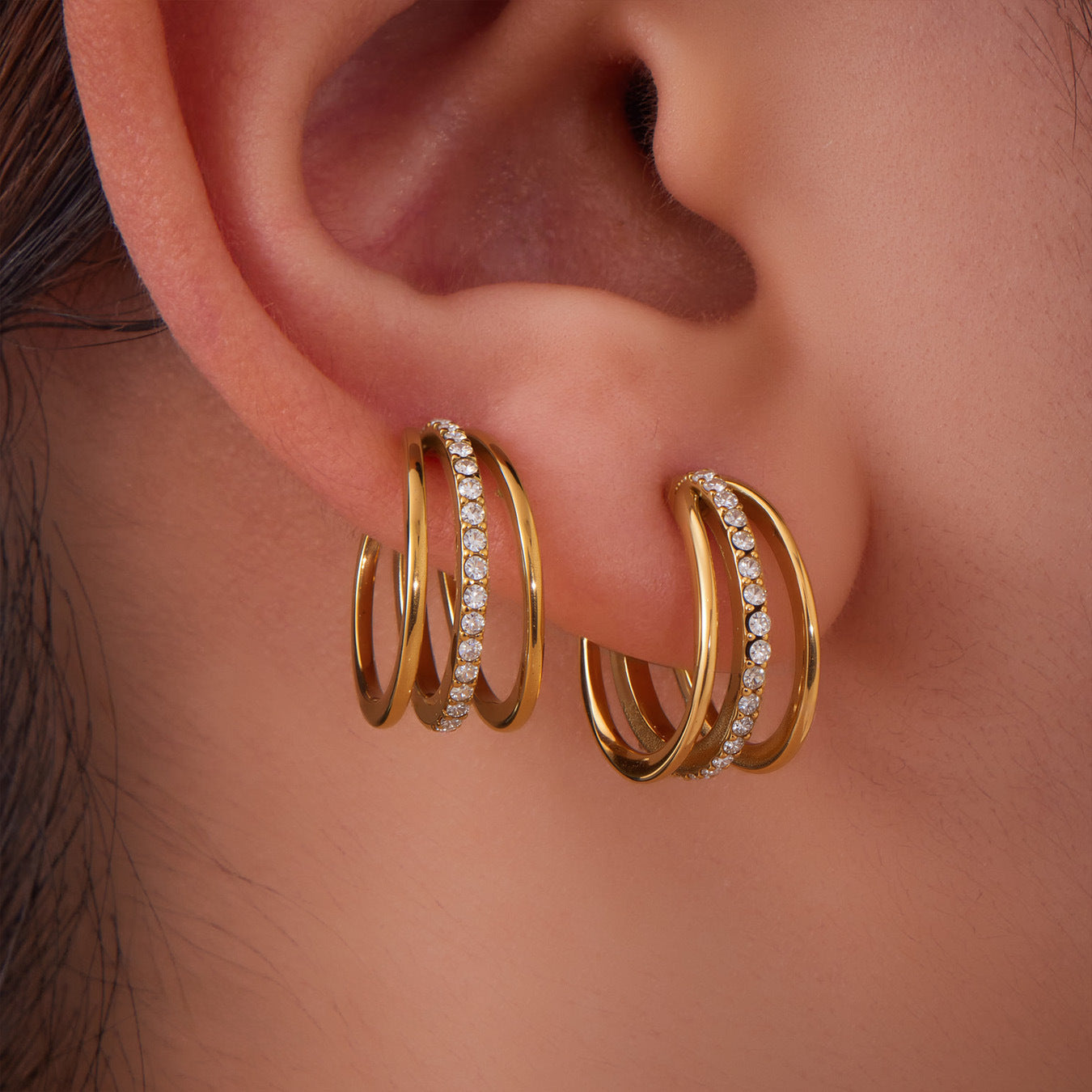 Planderful Women Zircon Ear Bone Clip Earrings 18K Gold