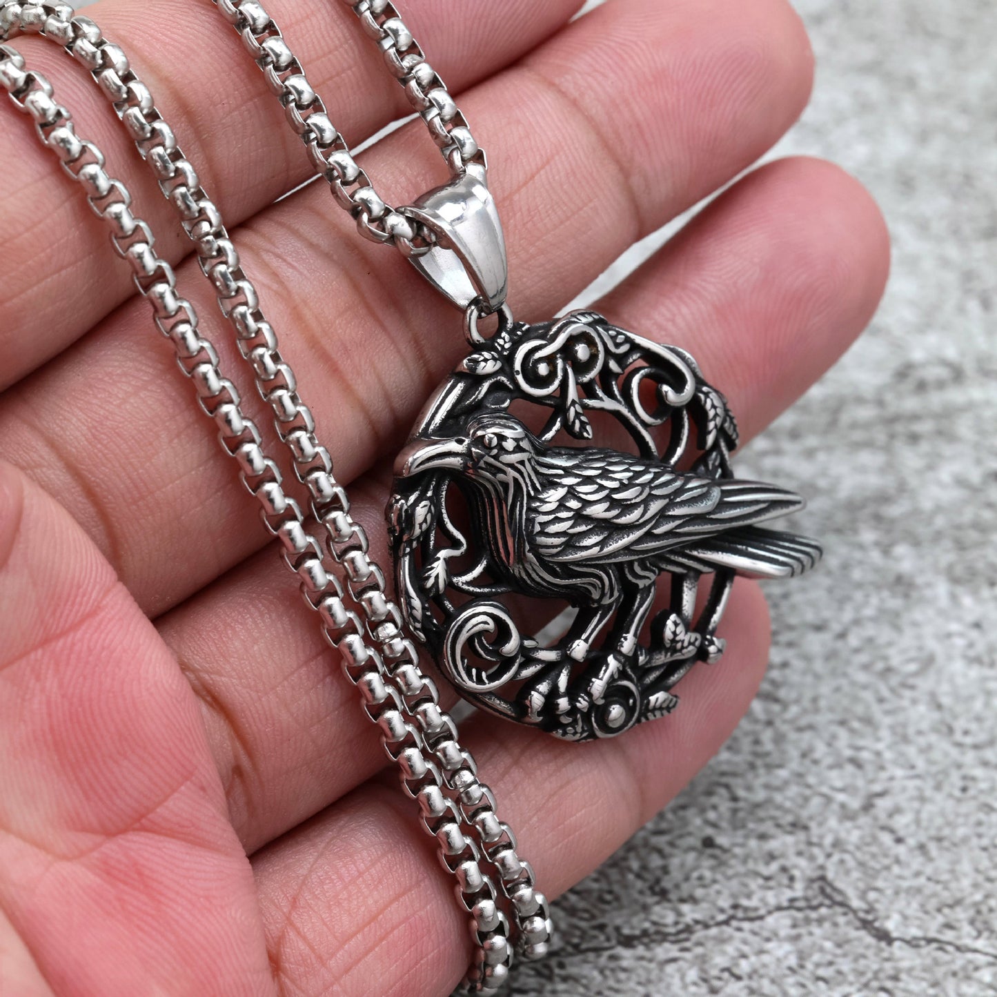 Planderful Magpie Pendant Necklace Unisex Stainless Steel European American Retro Single-Sided