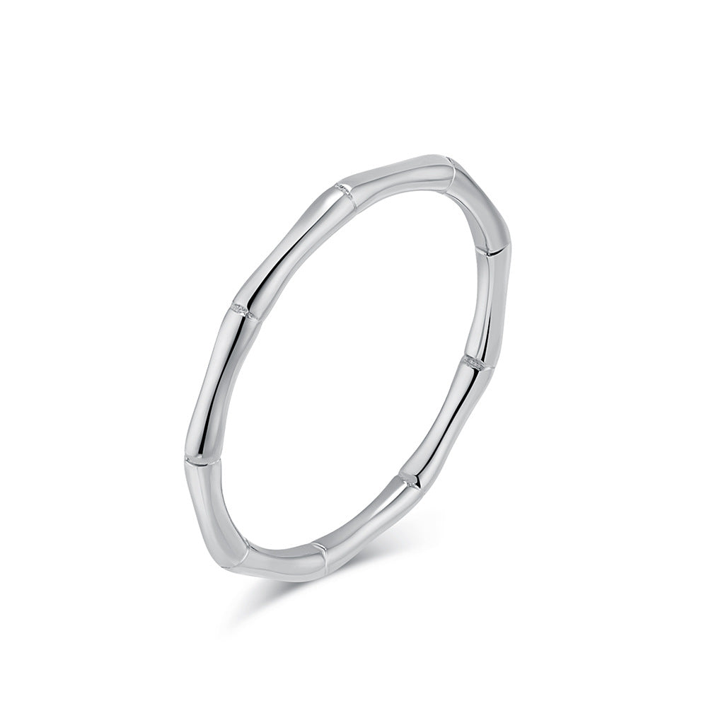 Planderful Bamboo Ring For Women Titanium Steel Closed Bamboo Design Lightweight Elegant Luxury Jewelry