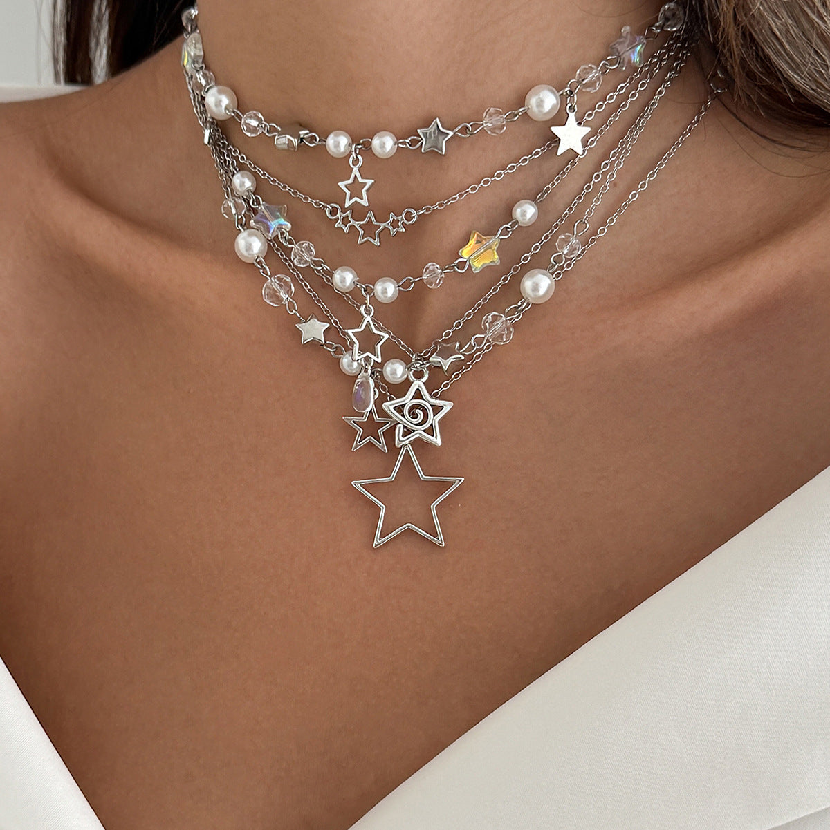 Star Pendant Acrylic Layered Necklace