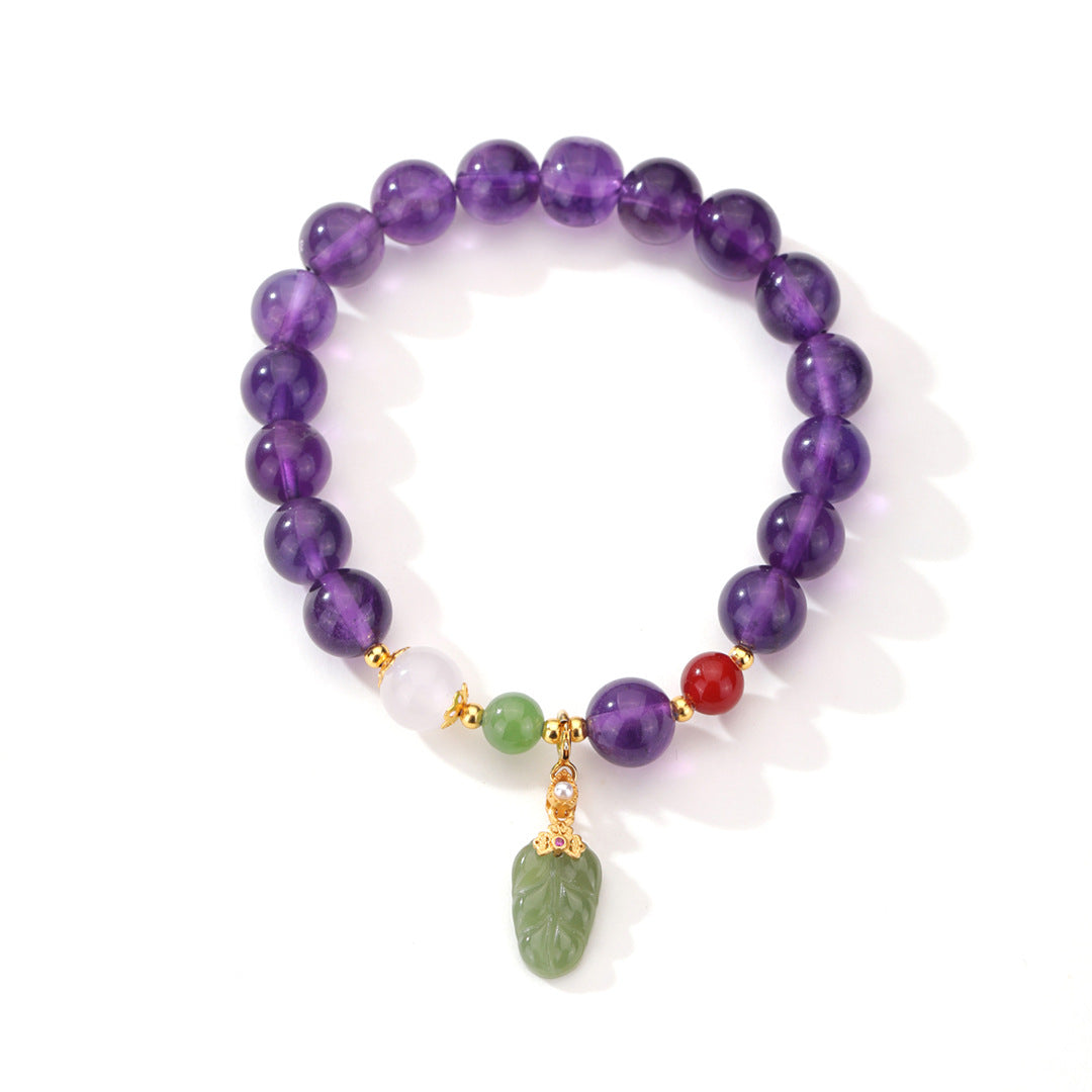 Leaf Amethyst 925 Sterling Silver Bracelet