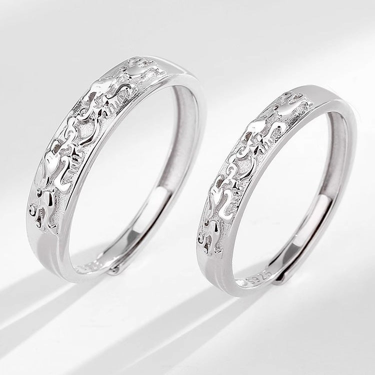 925 Sterling Silver Pixiu Couple Ring for Men and Women
