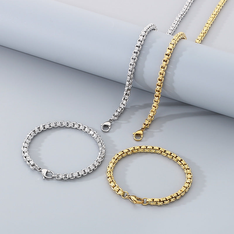 Hip Hop Stainless Steel Bracelet For Men Pearl Design