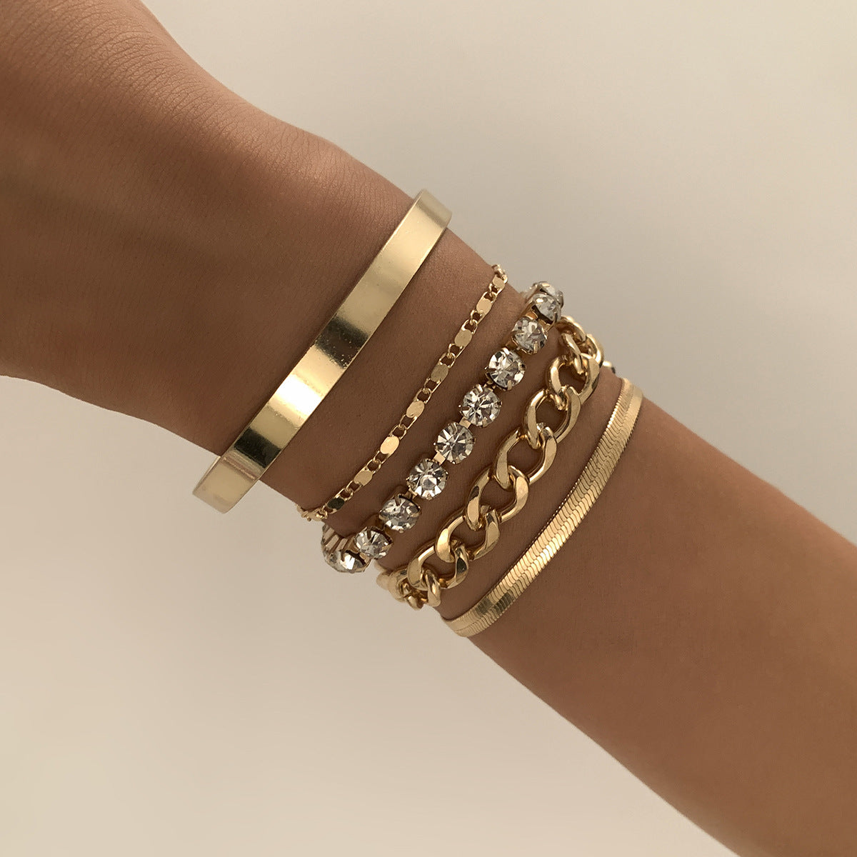 Planderful Vienna Verve Zircon Snake Chain Bracelet For Women Stackable Thick Statement Jewelry