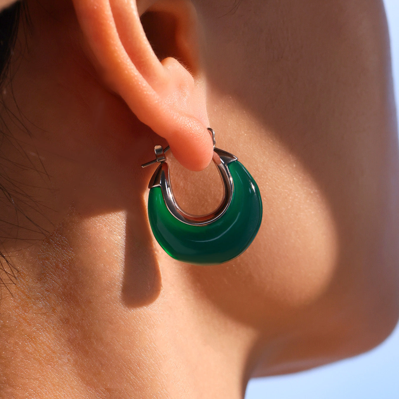 Planderful Moon U Earrings Resin Translucent For Daily Wear