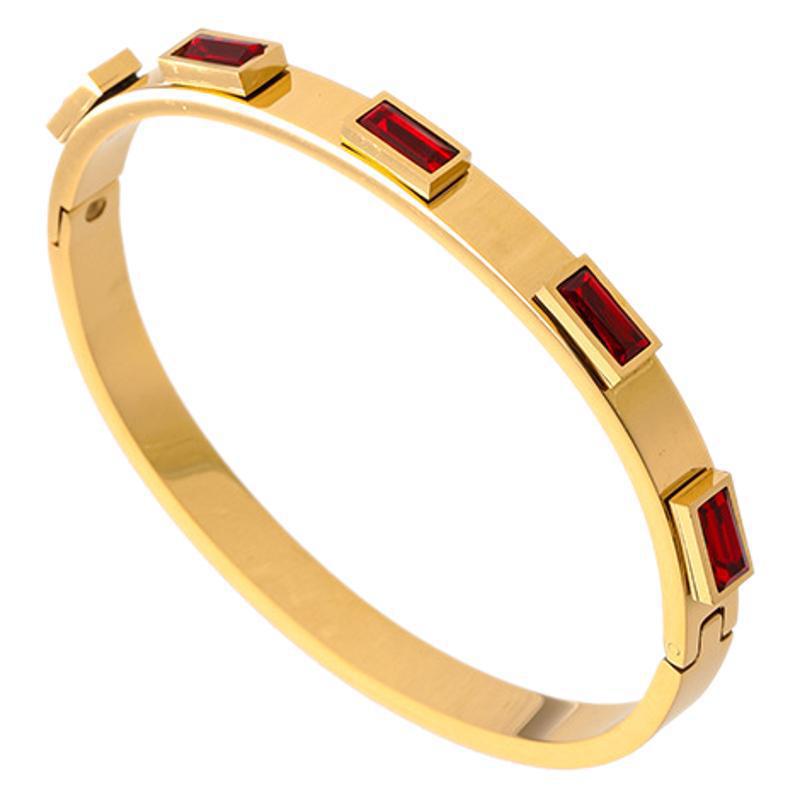 Planderful Jewelry Emerald Square Stainless Steel Bracelet With Zircon For Women