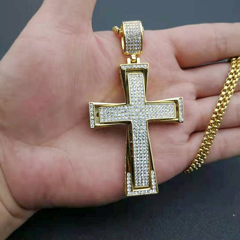 Planderful Everyday Genie Hip Hop Necklace Titanium Steel Gold Plated Zircon Pendant For Men And Women