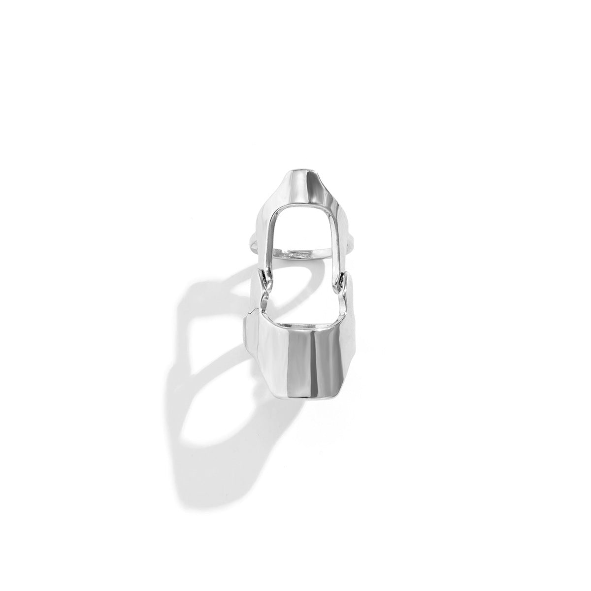Geometric Retro Hip-hop Hollow Design Bendable Joint Ring