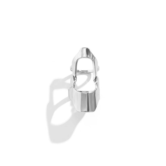 Geometric Retro Hip-hop Hollow Design Bendable Joint Ring