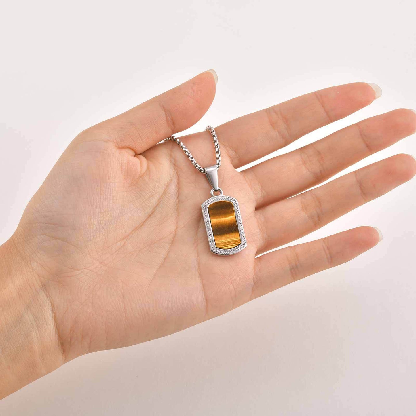 Planderful Stainless Steel Hip Hop Tiger Eye Pendant Men