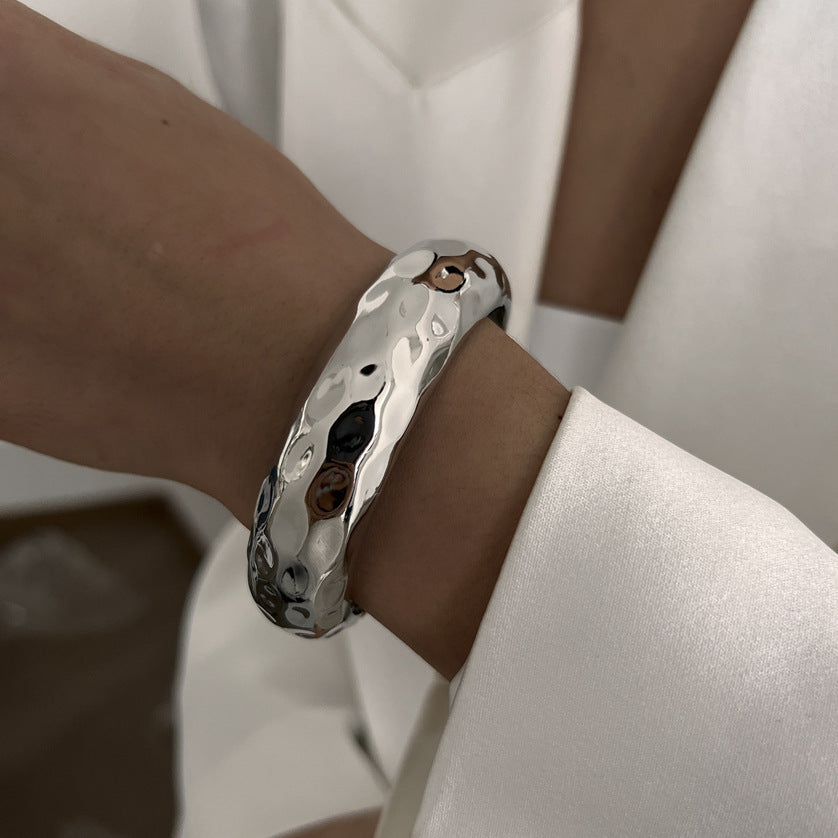 Bracelet Exaggerated Leaf Glossy Bang Irregular Stripe Open-Top Bracelet