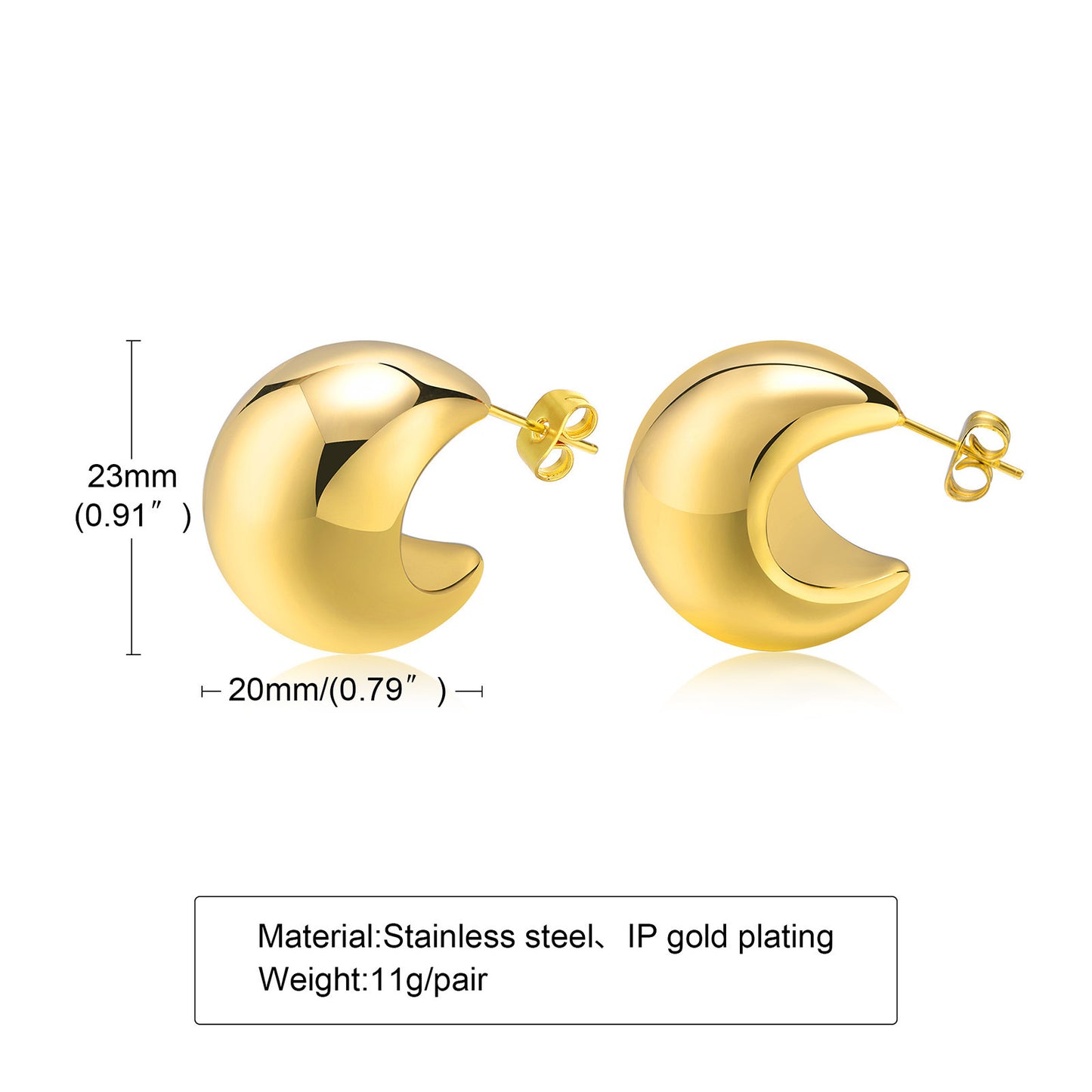European And American Jewelry Wholesale Stainless Steel Hollow Crescent Moon Earrings Women