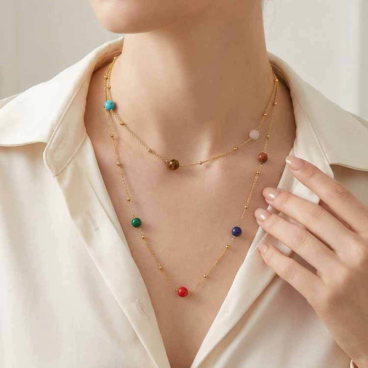 Sugar Cube Dopamine Super Flash Necklace Titanium Steel Water Droplet Geometric Design