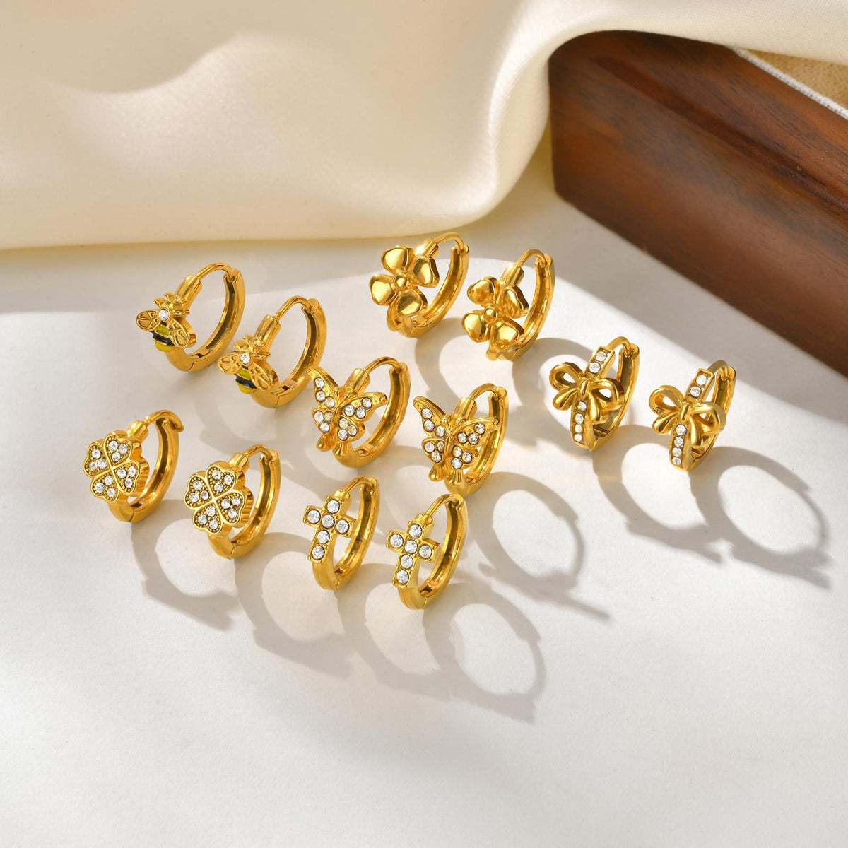 Stainless Steel Zircon Geometric Earrings