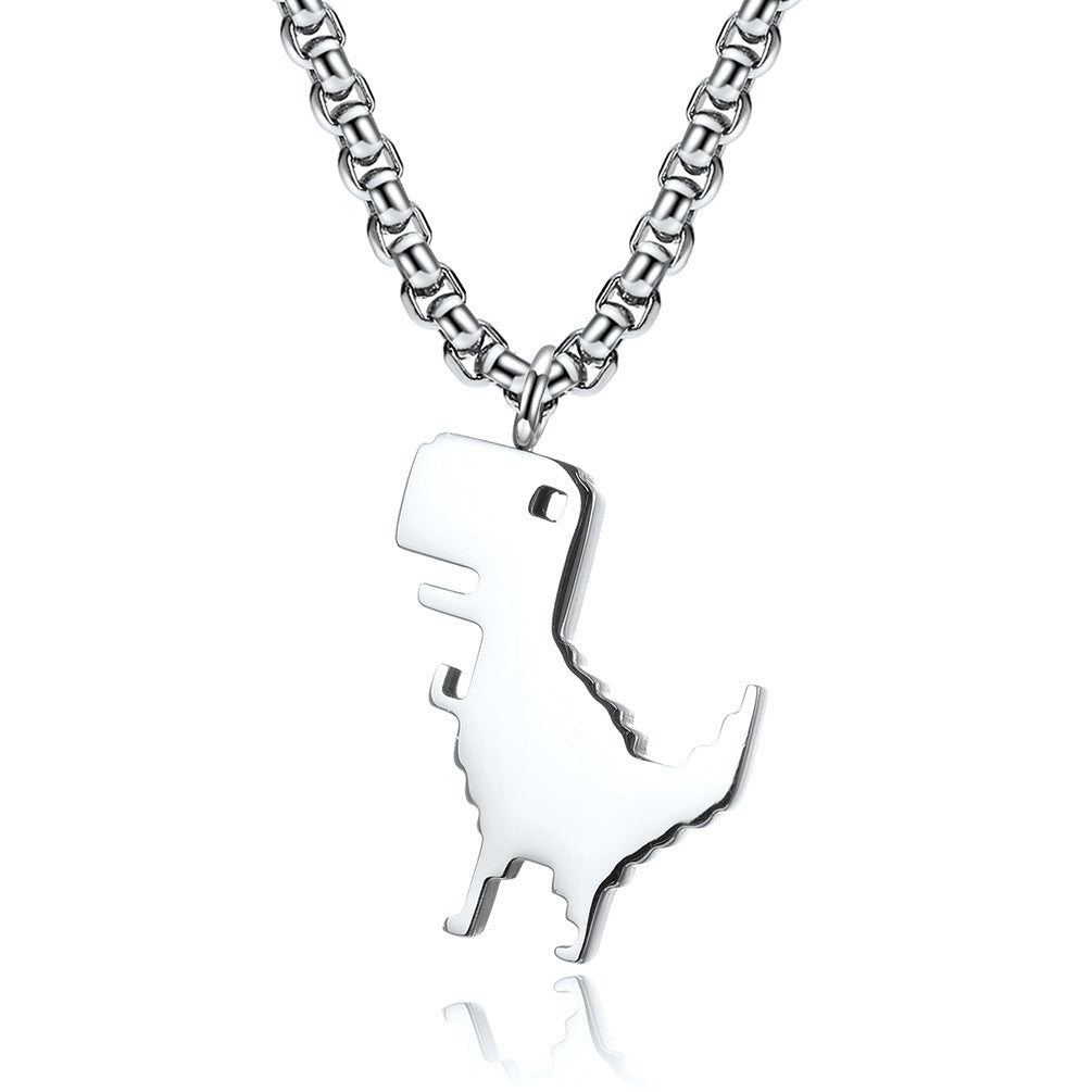 Planderful Dinosaur Necklace Durable Titanium Steel Stick Figure Pendant For Kids And Dino Lovers