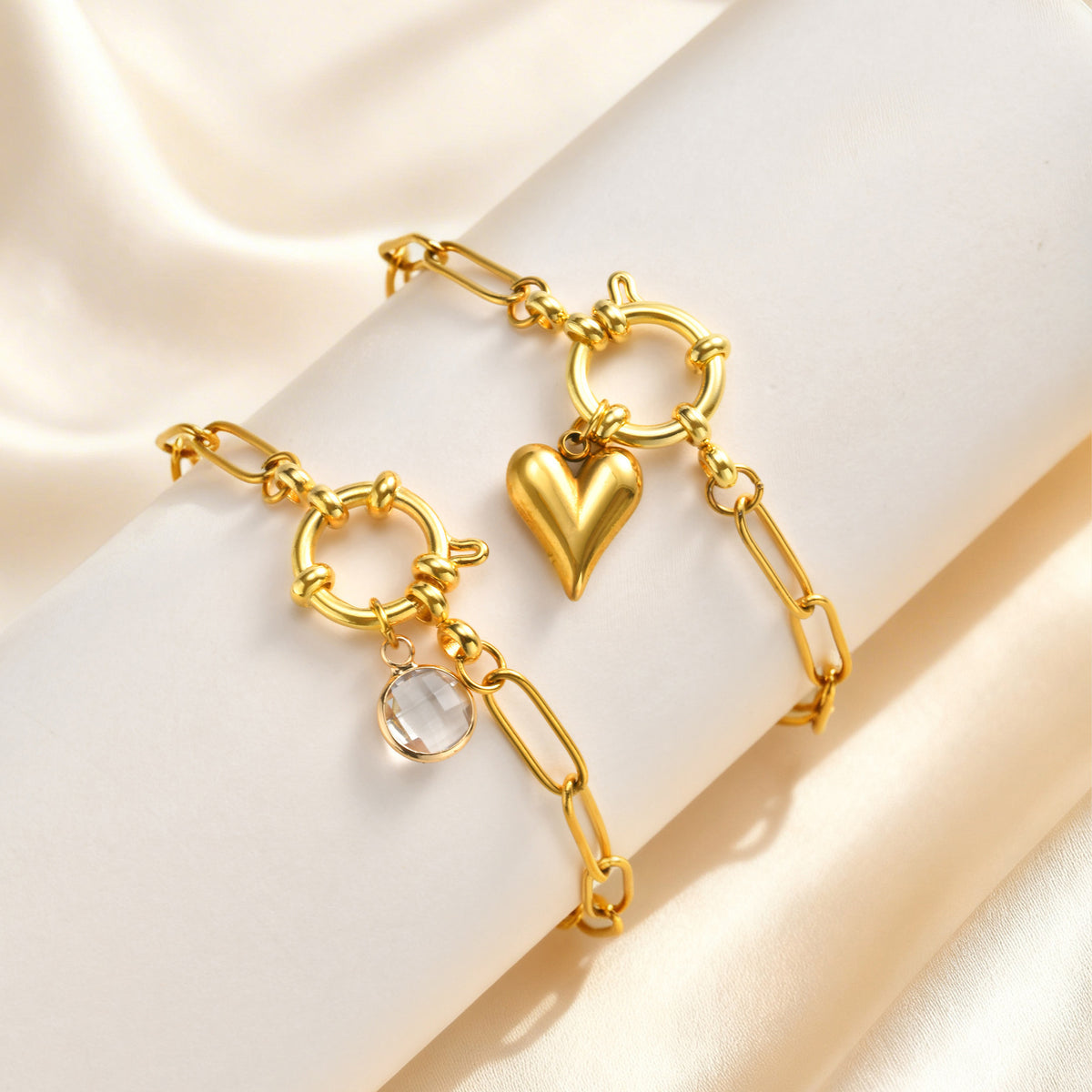 Heart Zircon Stainless Steel Bracelet Unisex