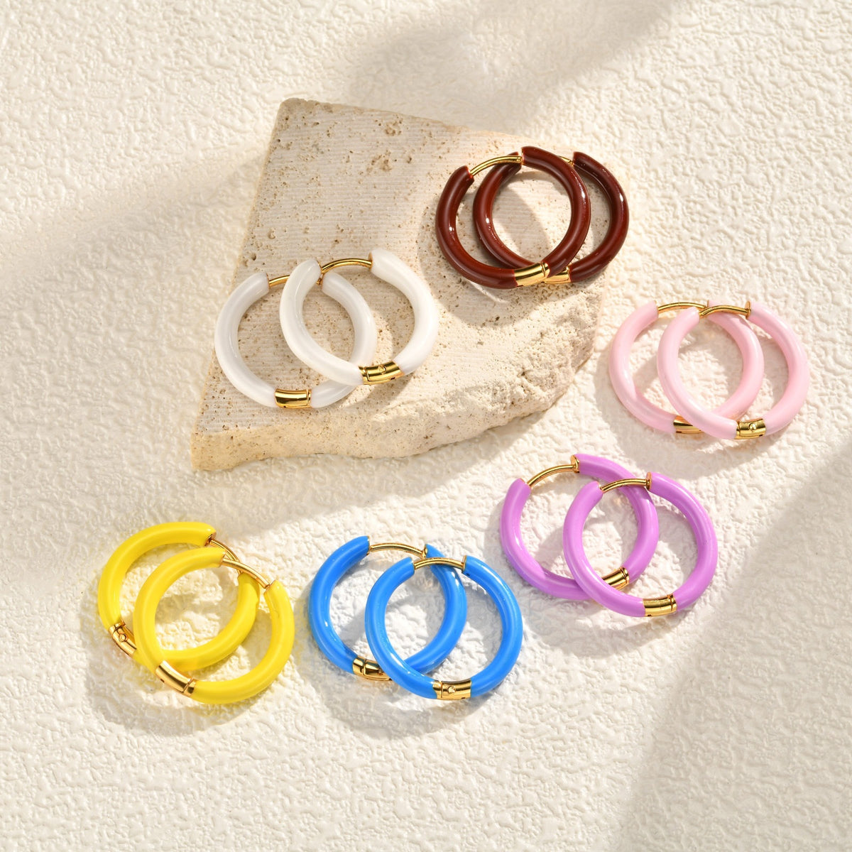 Colorful Enamel Oval Hoop Earrings