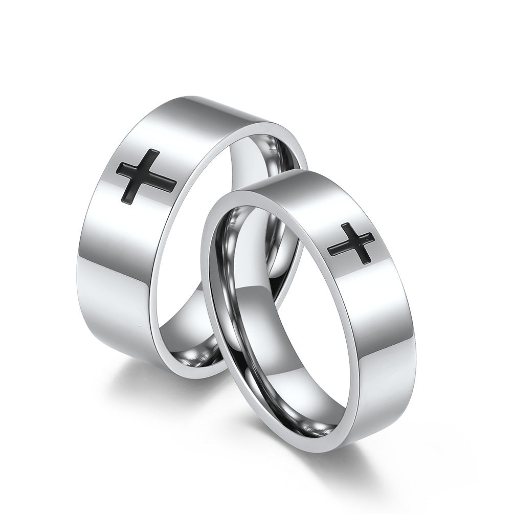 Planderful Simple Cross Stainless Steel Ring for Men