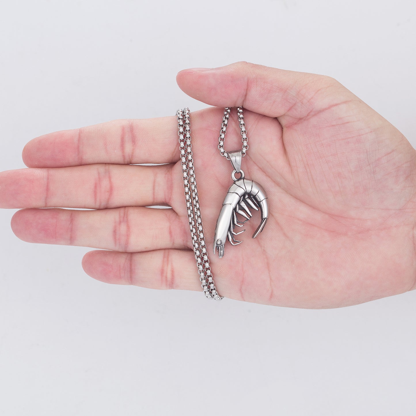 Stainless Steel Necklace – Vintage Men's Shrimp Pendant