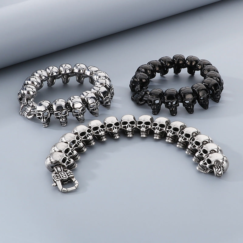 Planderful Skull Stainless Steel Bracelet Men Vacuum Plated