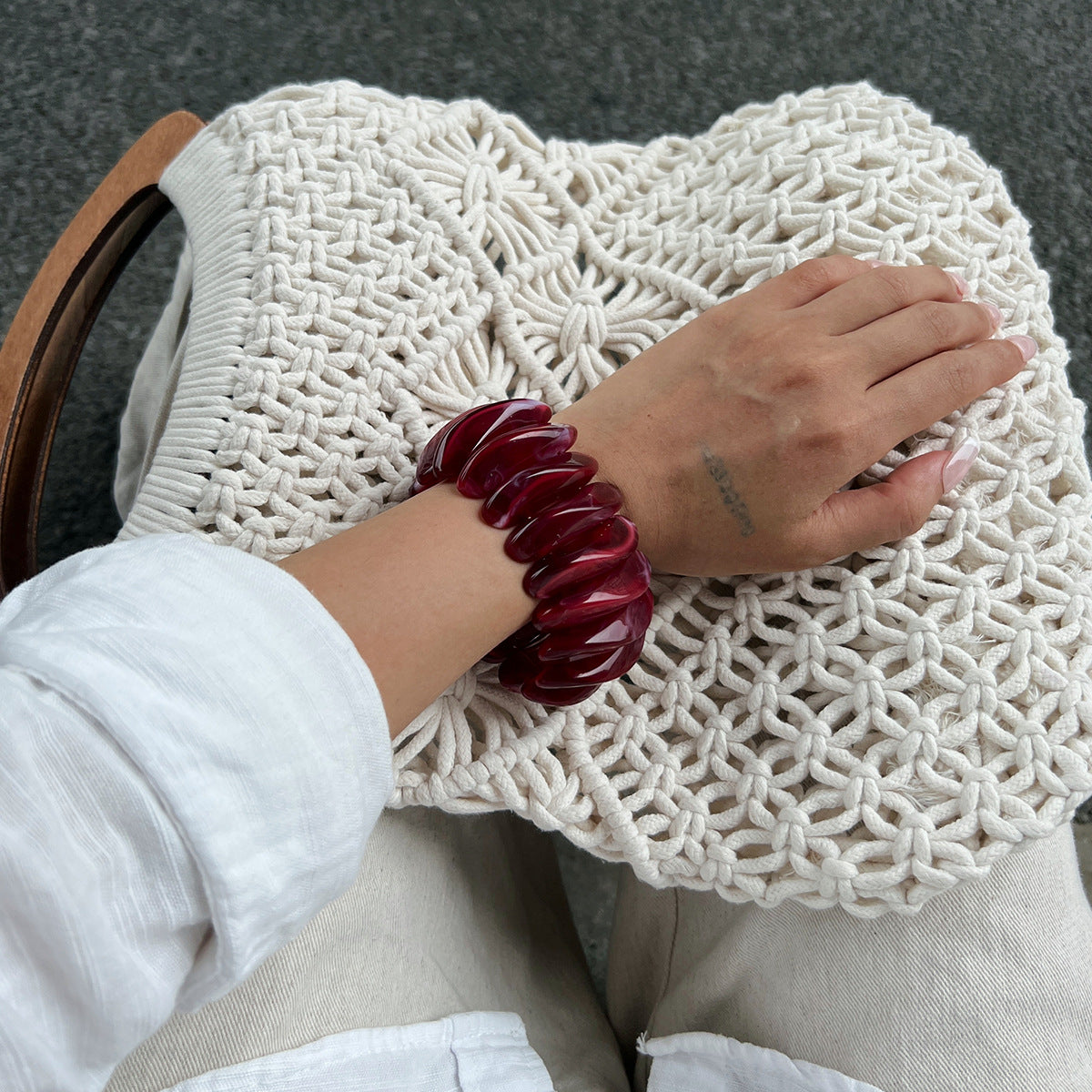 Planderful Vienna Verve Geometric Statement Bracelet For Women Bold Elastic Metal Jewelry