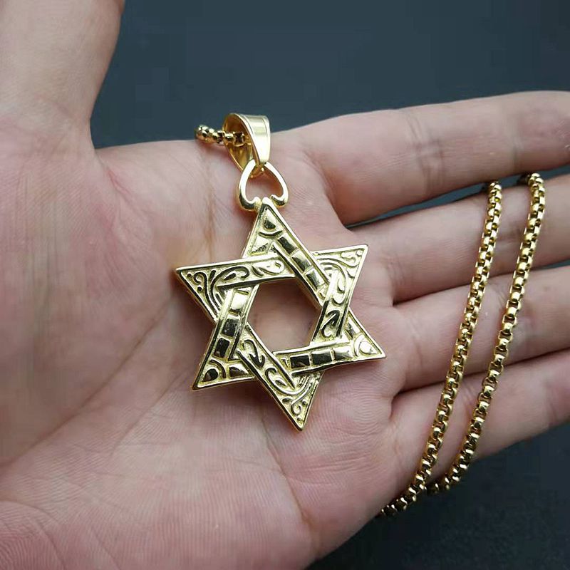 Steel Necklace – Elegant Double-Sided Hexagram Pendant For Men, Everyday Accessory By Planderful