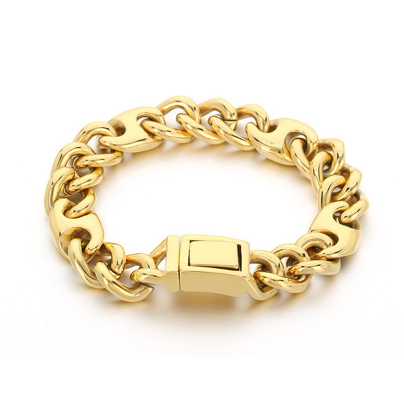 Planderful Men's Hip Hop Stainless Steel Cuban Bracelet