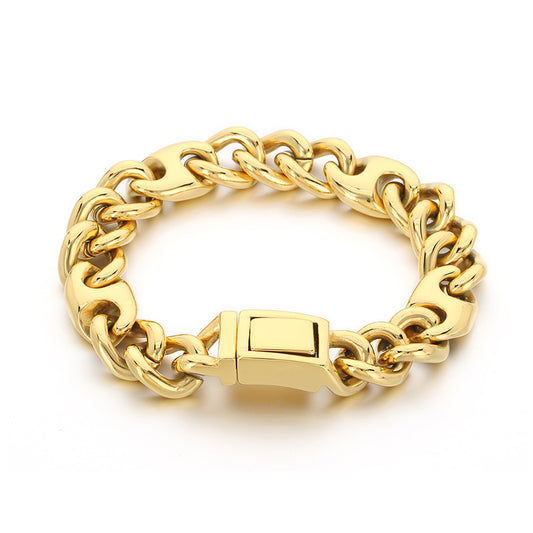 Planderful Men's Hip Hop Stainless Steel Cuban Bracelet