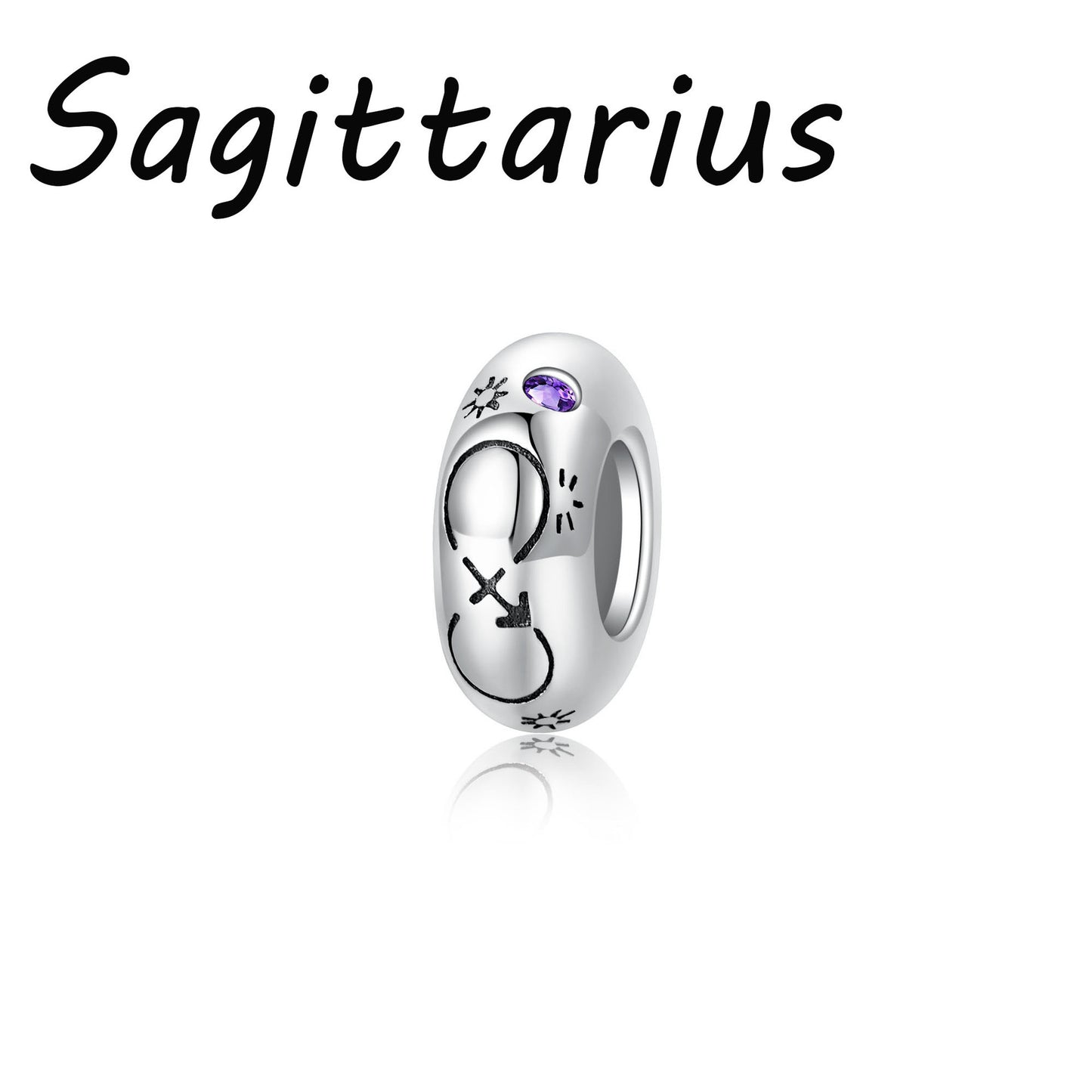 Planderful Jewelry Zodiac Spacer Bead Sterling Silver Zircon