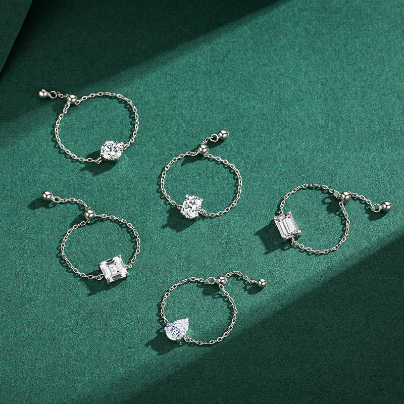 925 Sterling Silver Chain Zircon Ring
