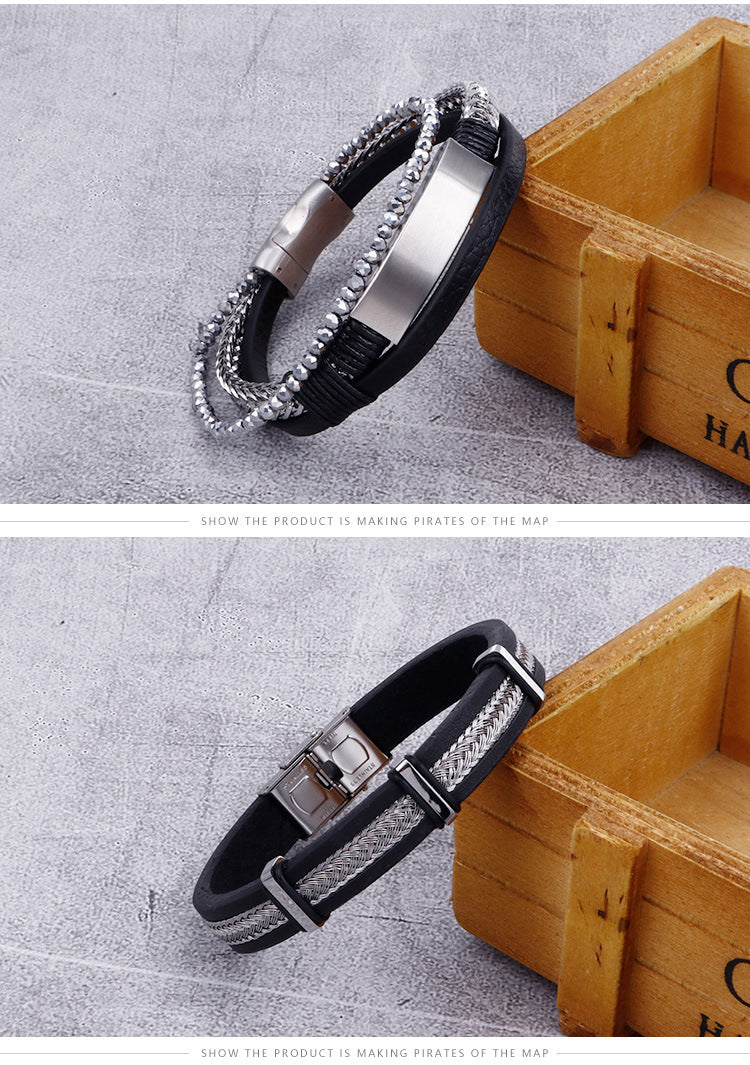 Planderful Trendy Stainless Steel Bracelet Men Braided Rope