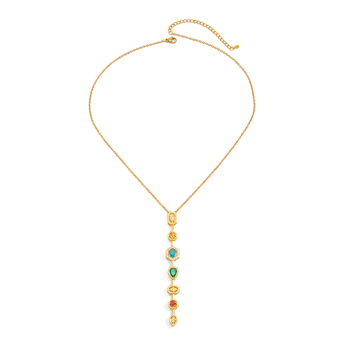 Gemstone-Style Y-Shaped Fringe Necklace