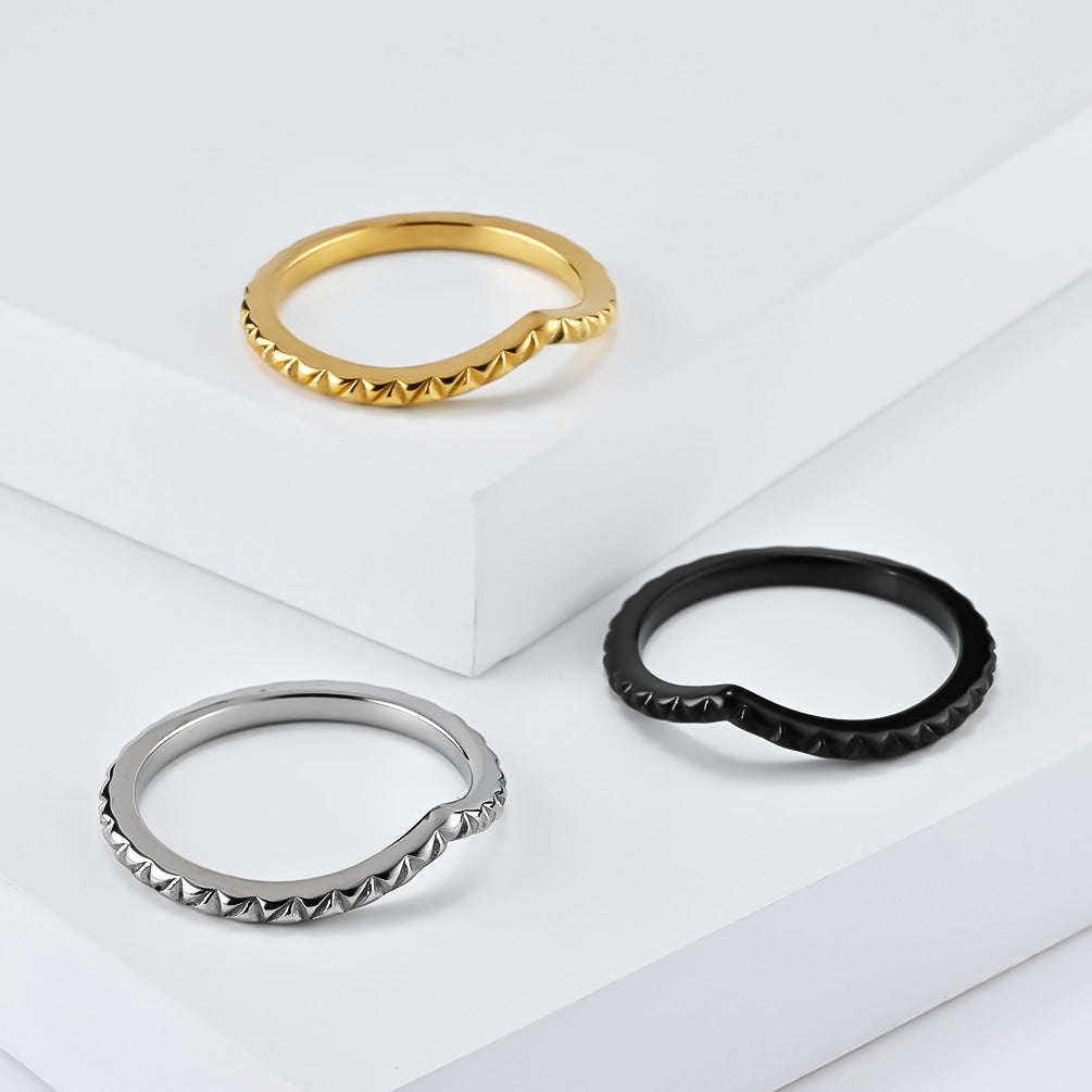 Planderful Stacked Titanium Steel Ring Set For Women Elegant Light Luxury Three Piece Jewelry