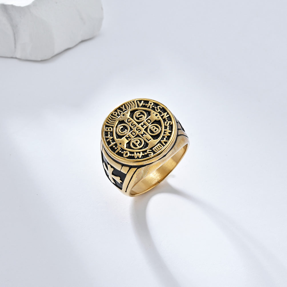 Cross-Border European and American Retro Exorcist Cross Ring