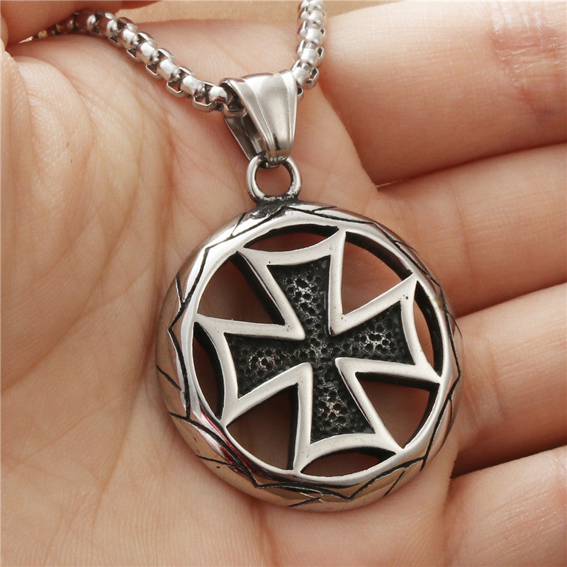 Personalized Titanium Steel Hollow Cross Pendant Necklace for Men - Retro Punk Trendy Design