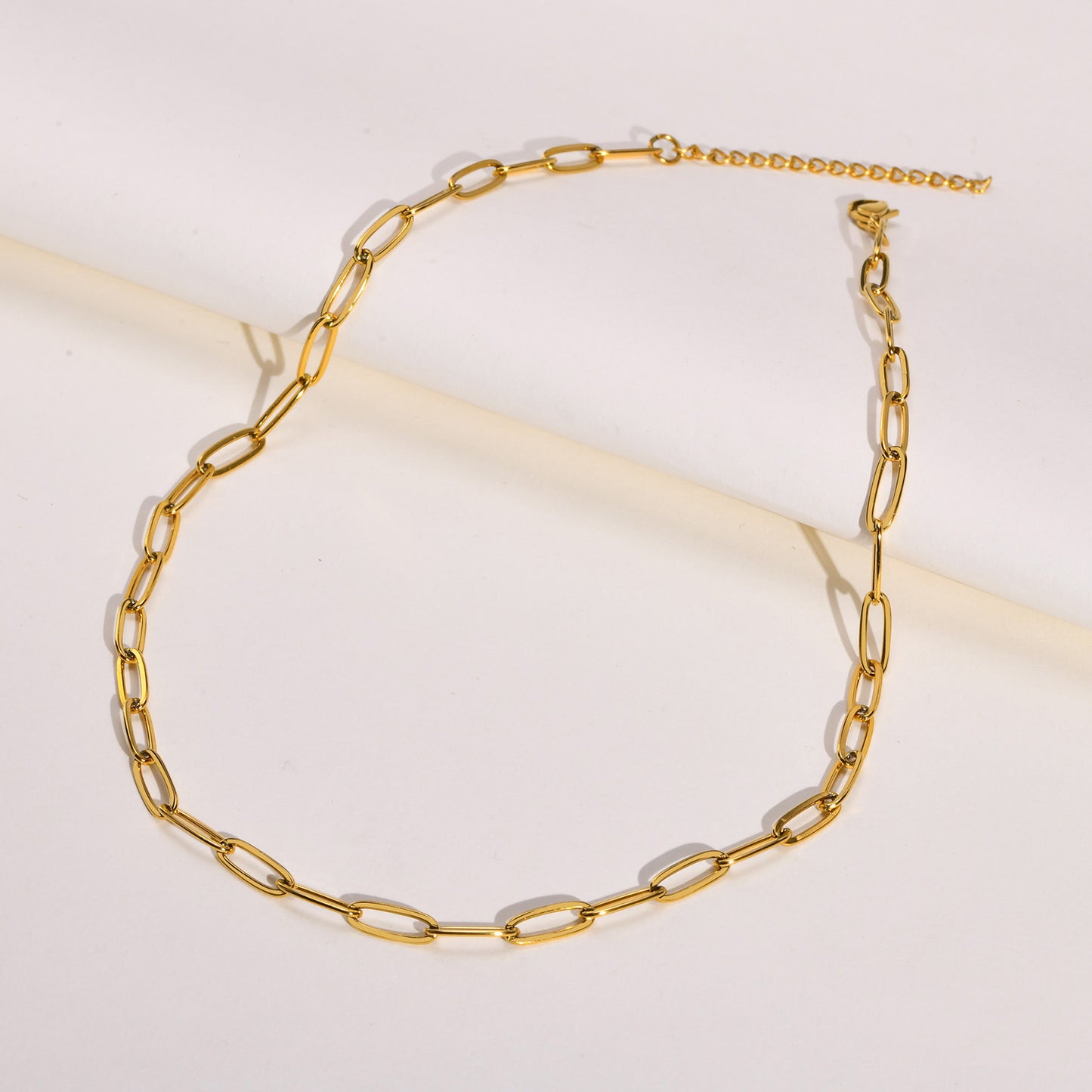 Stainless Steel Flat Cross Chain Necklace Gold Ladies Jewelry