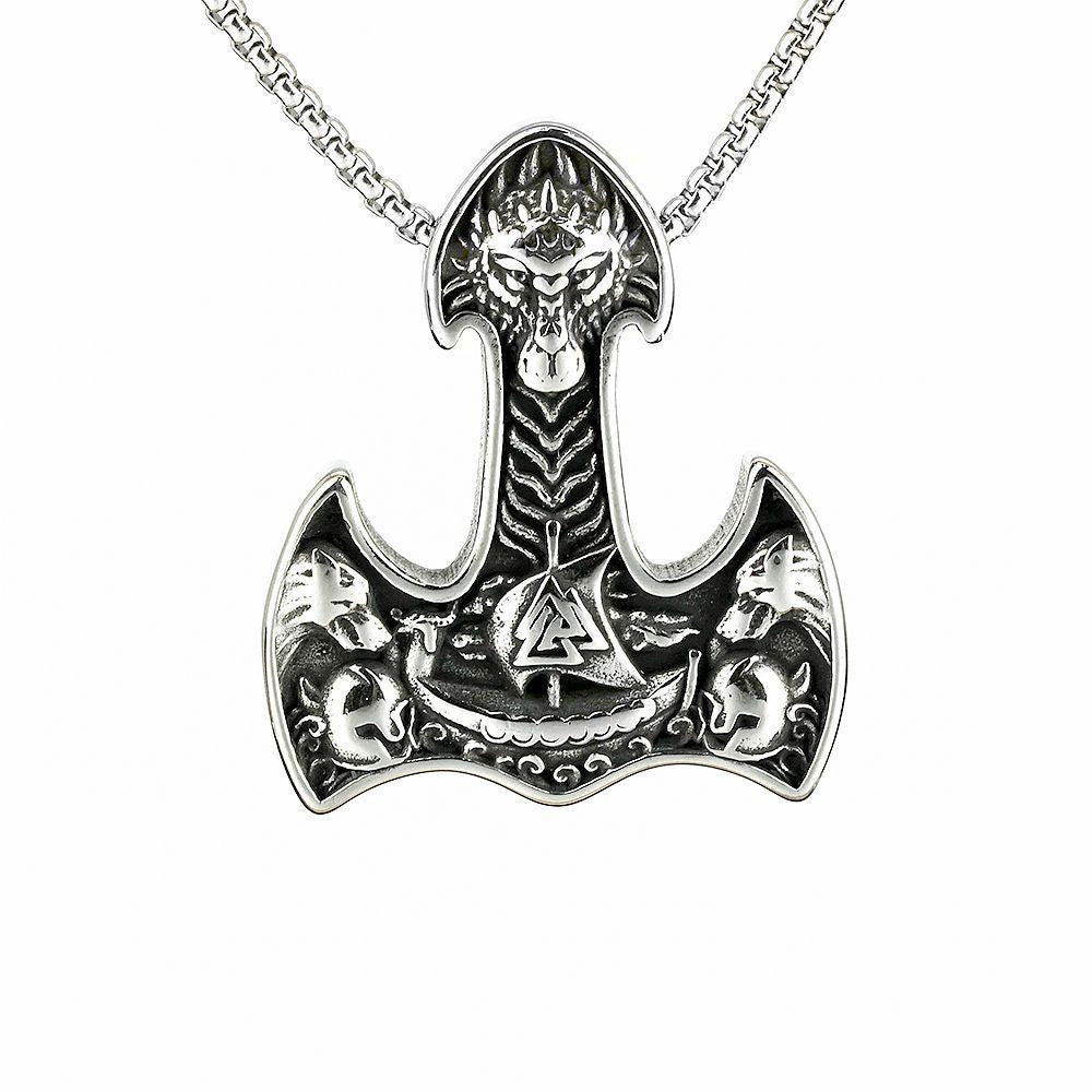 Retro Titanium Steel Hip-Hop Men's Necklace Viking Pendant
