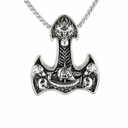 Retro Titanium Steel Hip-Hop Men's Necklace Viking Pendant