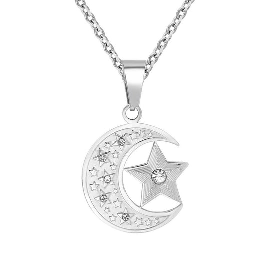 Planderful Star Moon Pendant Necklace Unisex Protection Charm For Gen Z Fashion Essentials